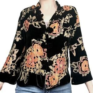 Vintage Anis.A Top Womens Small Velvet Burnout Silk Art To Wear USA Whimsigoth